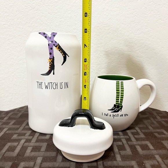 Rae Dunn Halloween THE WITCH IS IN canister and I PUT A SPELL ON YOU mug - Picture 12 of 12